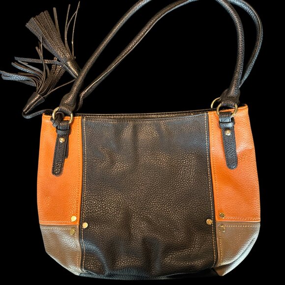 Clarks Colorblock Pebbled Leather Shoulder Tote - Picture 1 of 4